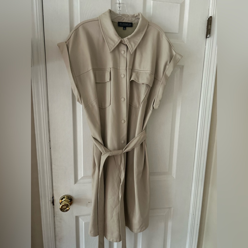Eloquii faux leather dress. So flattering. Wear with or without belt.
